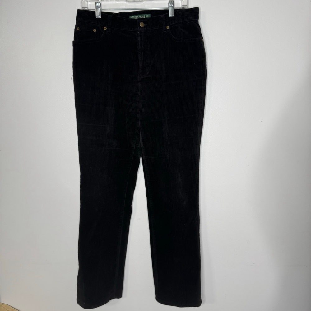 Lauren Jeans Co Black Corduroy Pants Womens Size 10 Straight Leg Classic